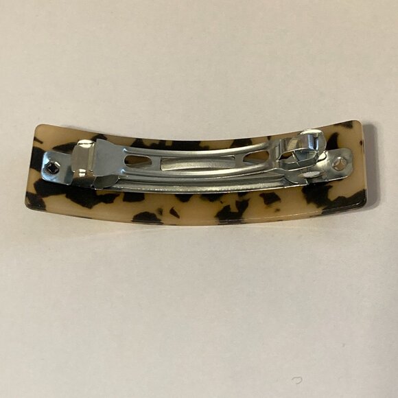 Large Tan Brown Tortoise Shell Confetti Acrylic Hair Barrette French Clip Style - Picture 6 of 9
